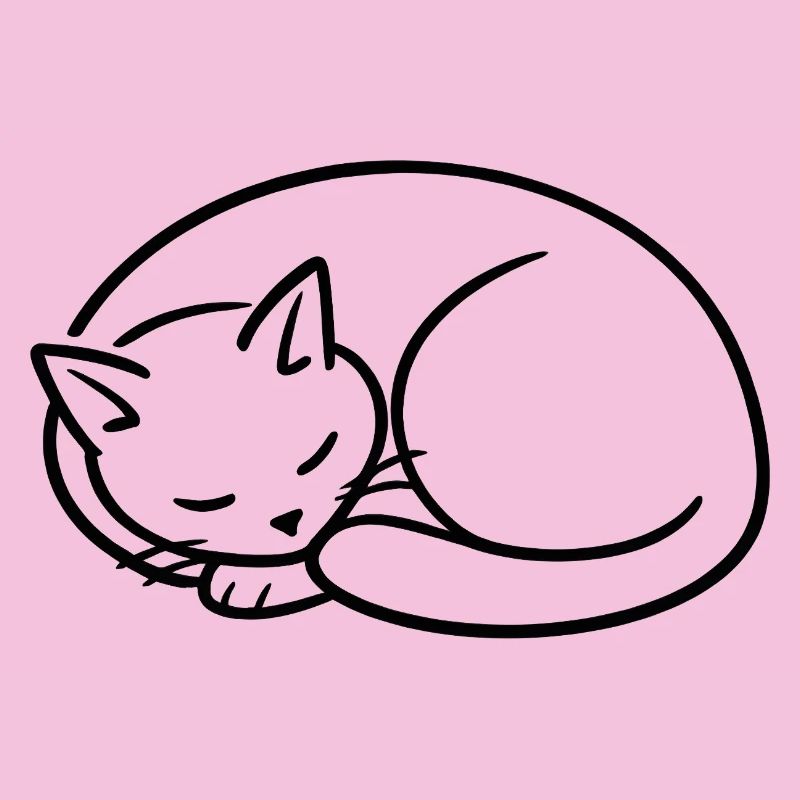 Schlafende Katze Linienstudie