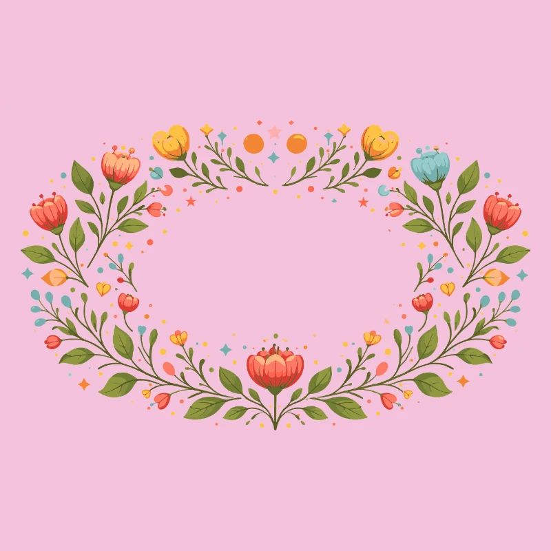 Floral Spring Frame with Flowers