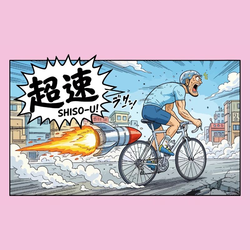 Cycliste à hypervitesse avec explosion de fusée