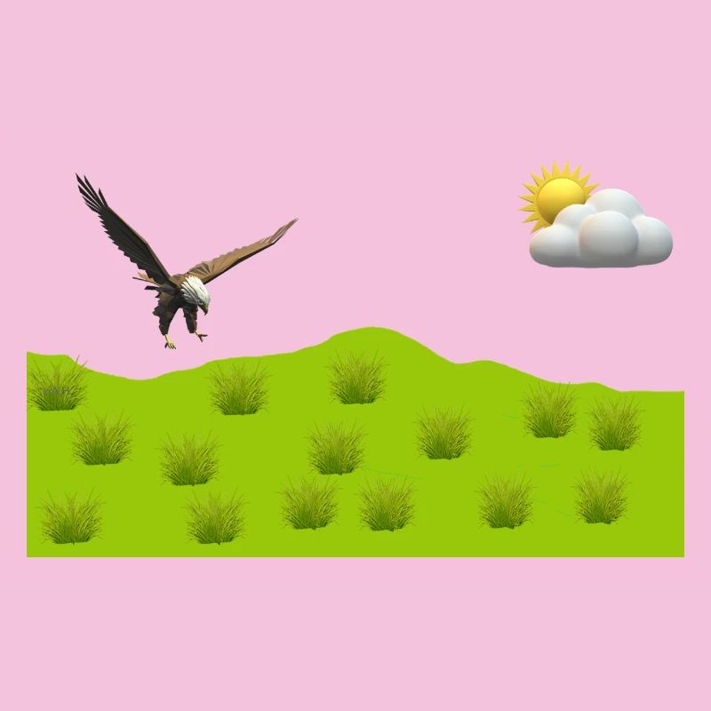 Eagle over green landscape