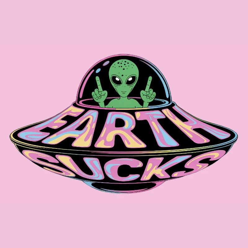 Neon UFO Earth Sucks Alien, Erde