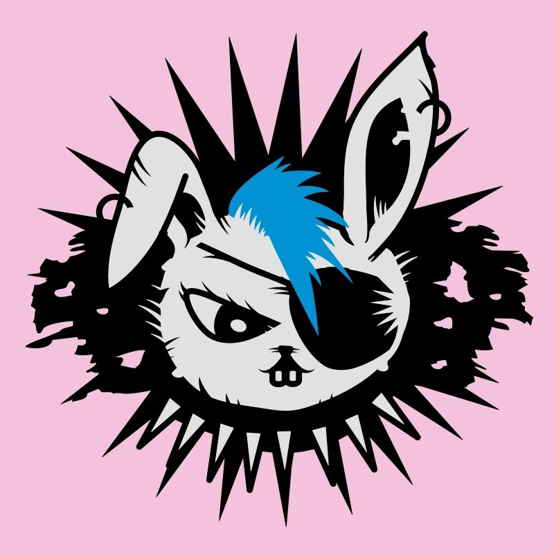 Un lapin avec un cache-oeil et un Mohawk