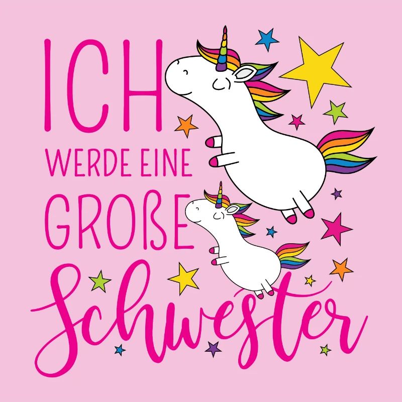 Große Schwester Einhorn Einhörner pink Sterne bunt