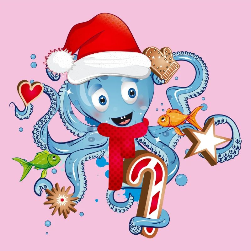 Octopus has fun and cookies for Christmas