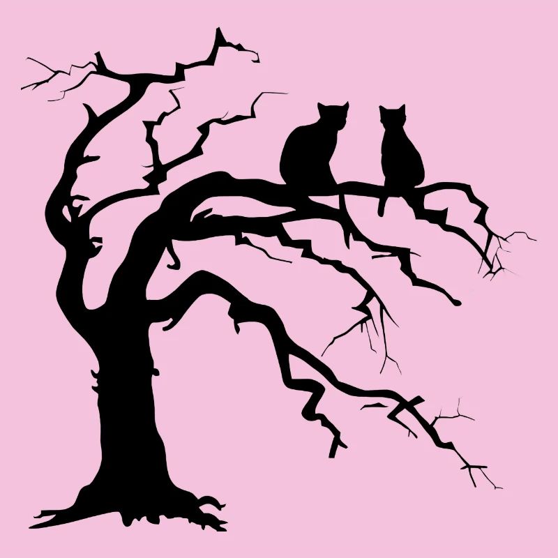Arbre mort avec 2 silhouettes de chats