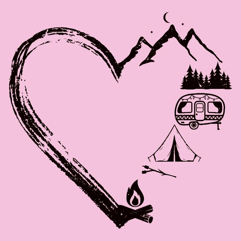 Mountain Heart Camping Patch Design