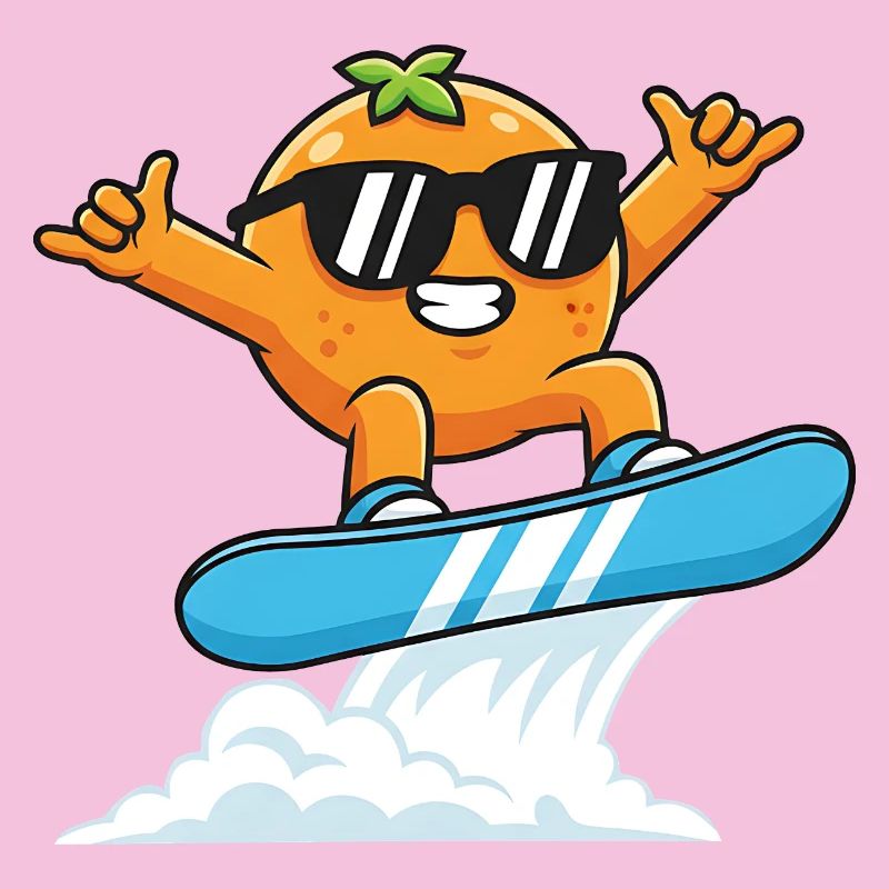 Cool orange with sunglasses while snowboarding