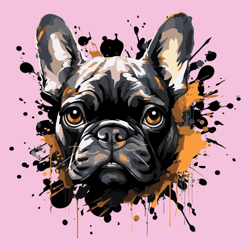Bouledogue français en couleur éclaboussure
