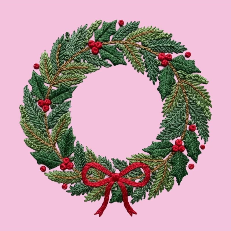 Couronne de Noël brodée, scalable (imprimée)