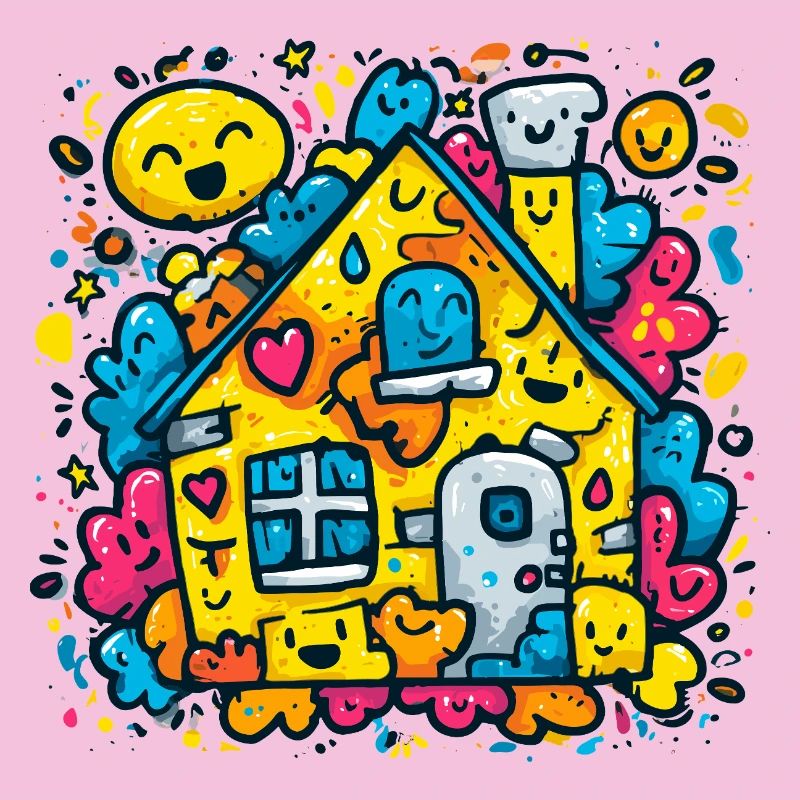 Lachendes Haus Farbklecks