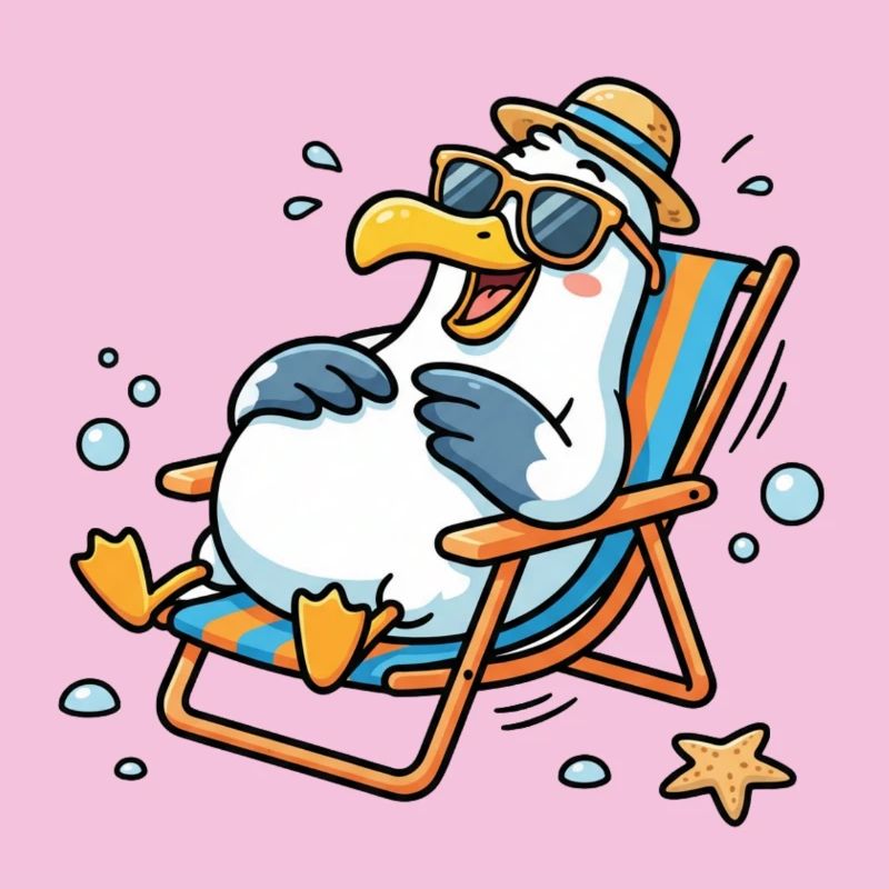 Relaxte Möwe am Strand
