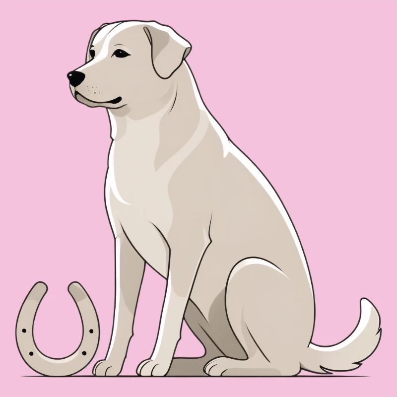 Labrador silhouette with horseshoe