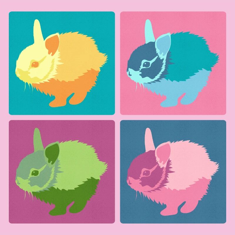 Ensemble de blocs de couleur Pop Art Rabbit