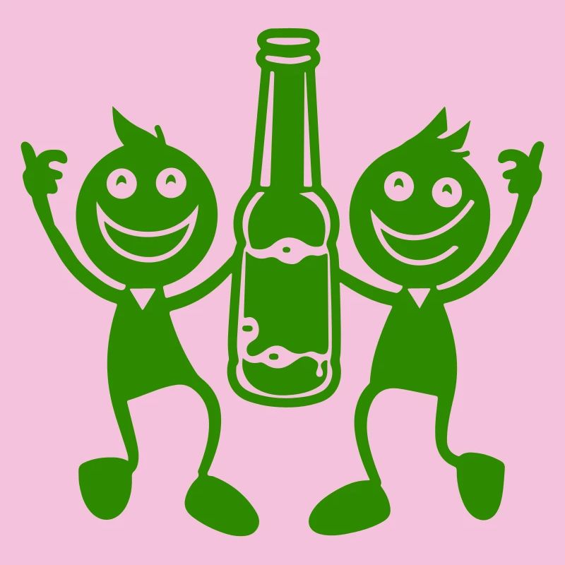 Grünes Duo mit Bierflasche