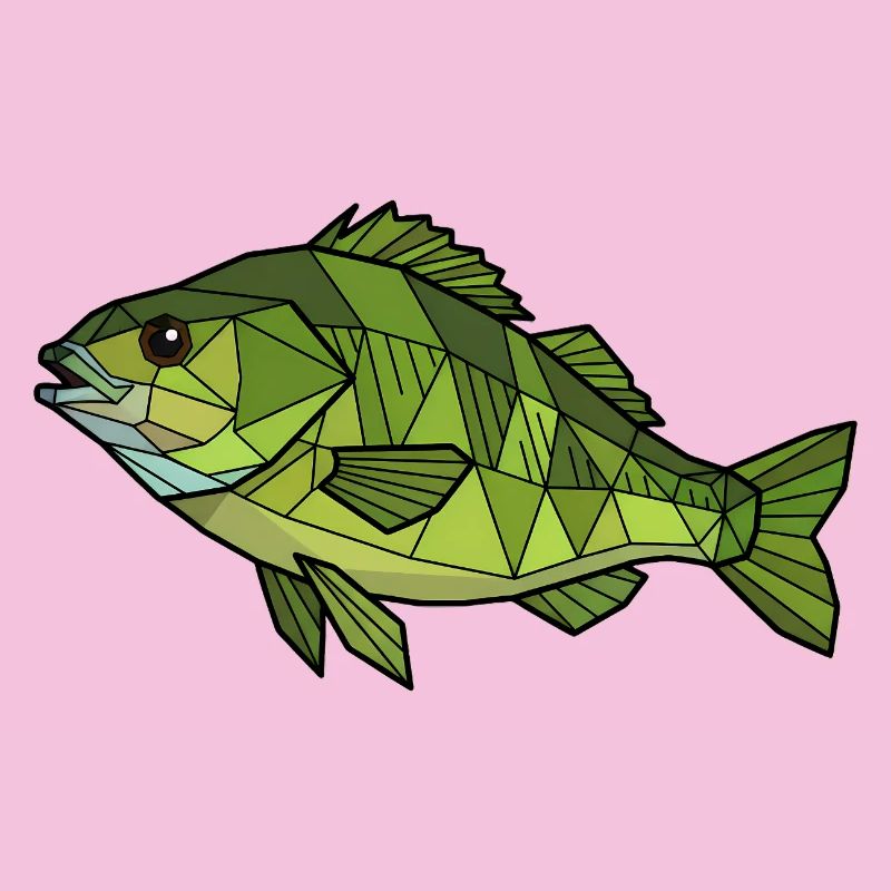 Geometrischer Flussbarsch Low Poly