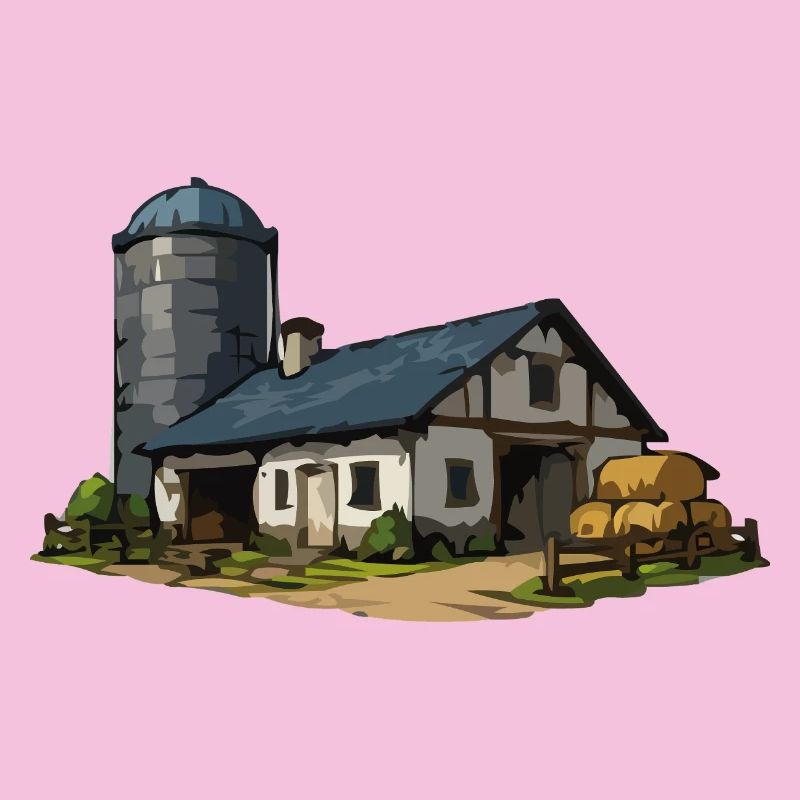Ländliche Scheune mit Silo