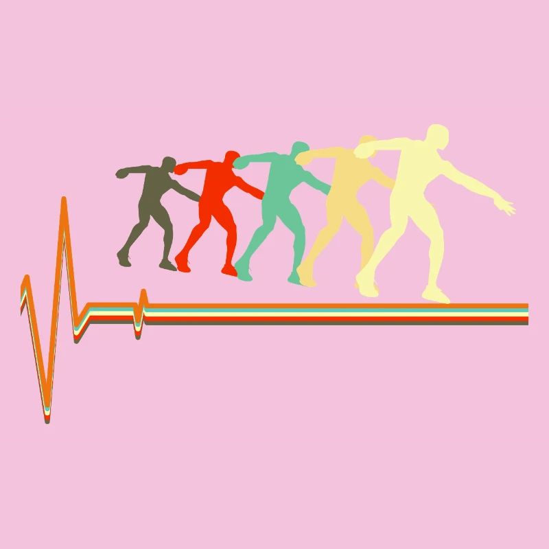 Art rétro Heartbeat Evolution du lancer du poids