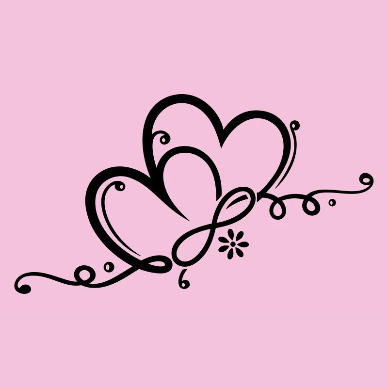 Two hearts with ornament and infinity