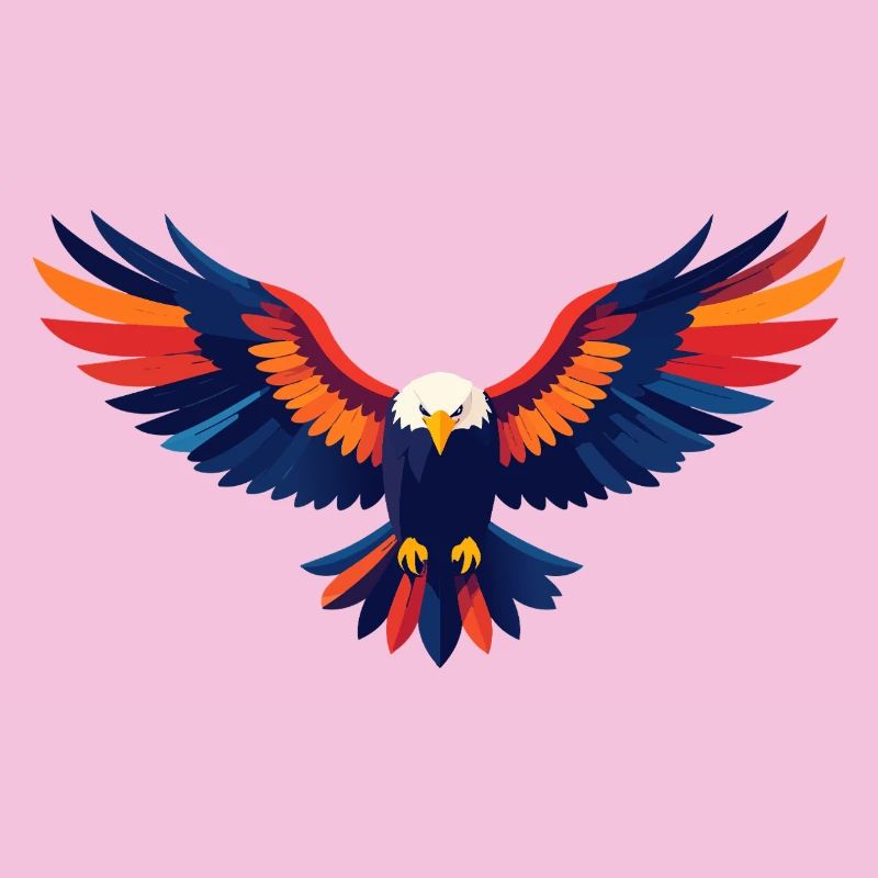 Motif coloré d’aigle volant Ailes déployées d’aigle