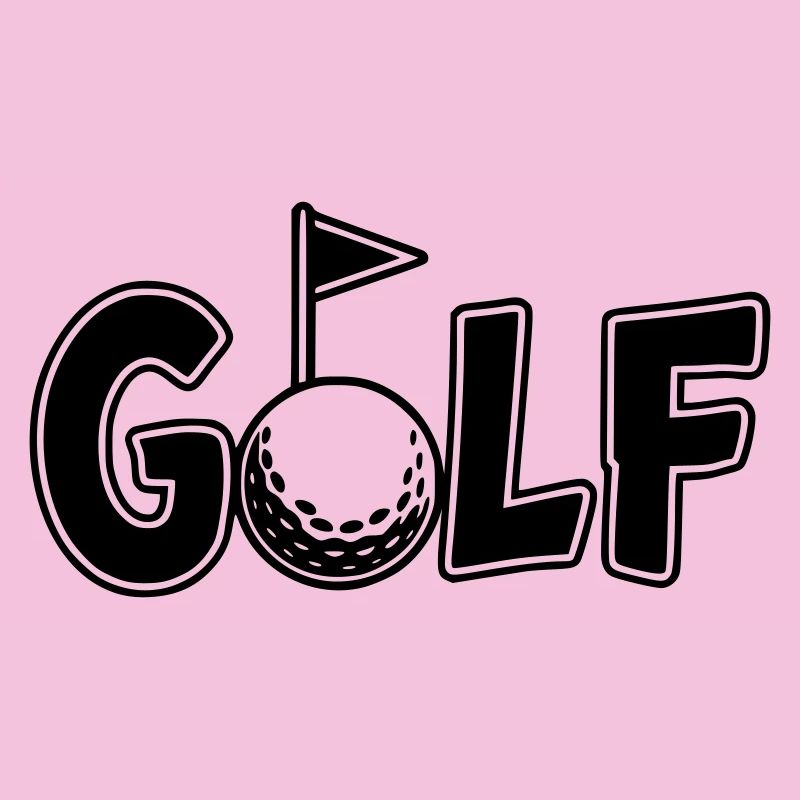 Lettrage de golf avec balle de golf et drapeau de golf