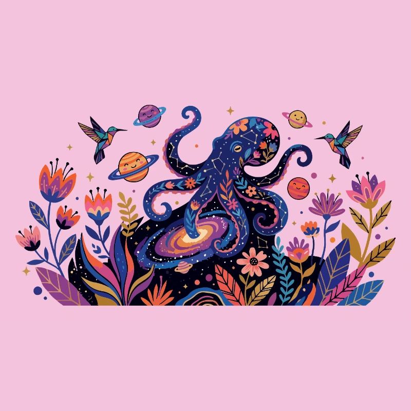 Psychedelic Kraken Bülten Nature Animals Pattern