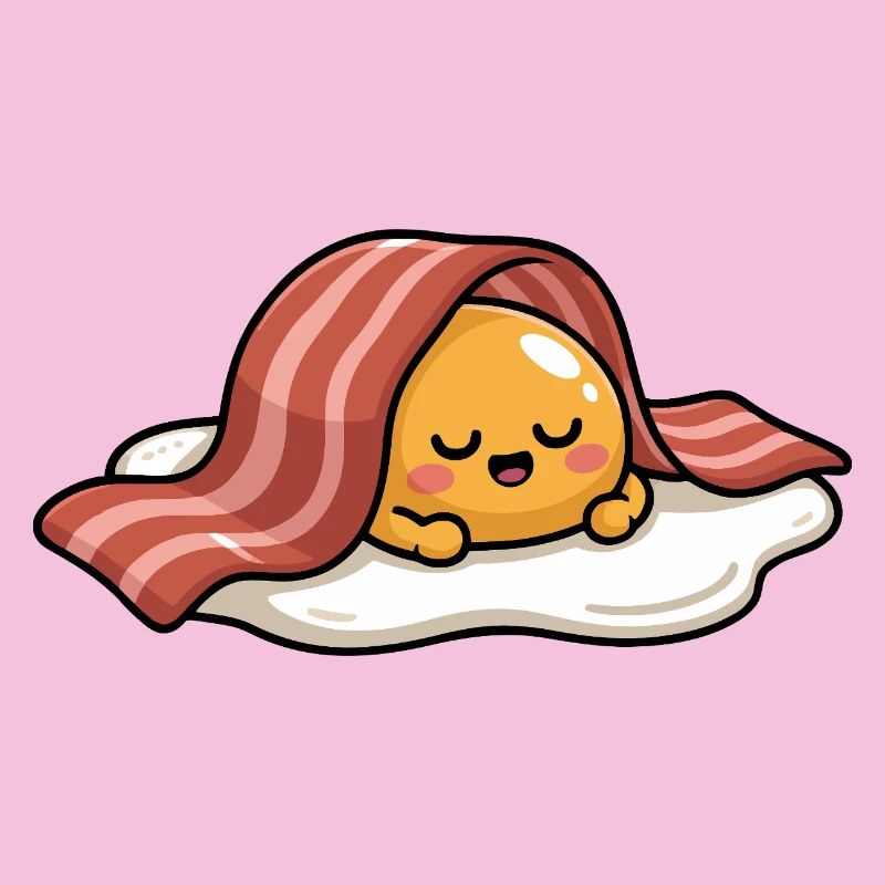Sleeping Egg with Bacon Cartoon