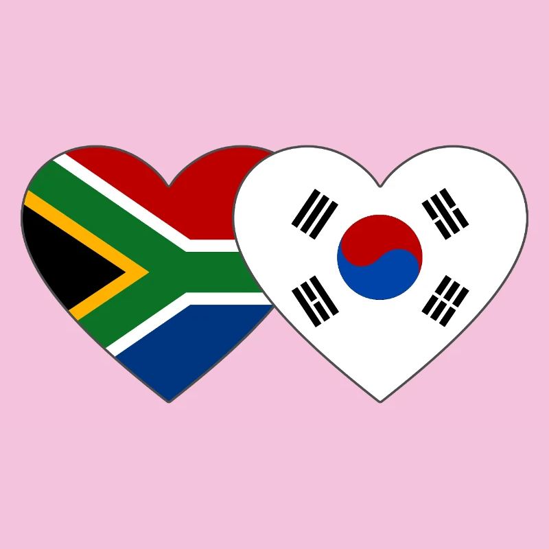 Afrique du Sud Drapeau de la Corée du Sud Coeur