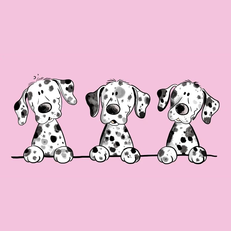 Witzige Dalmatiner Hunde Welpen Comic Geschenk