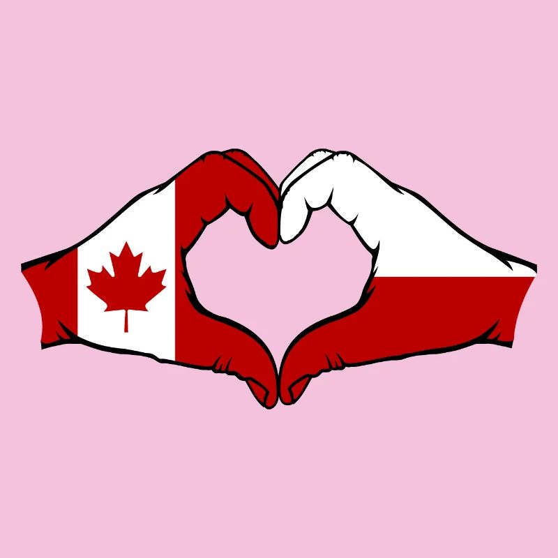 Drapeau du Canada de la Pologne en forme de coeur