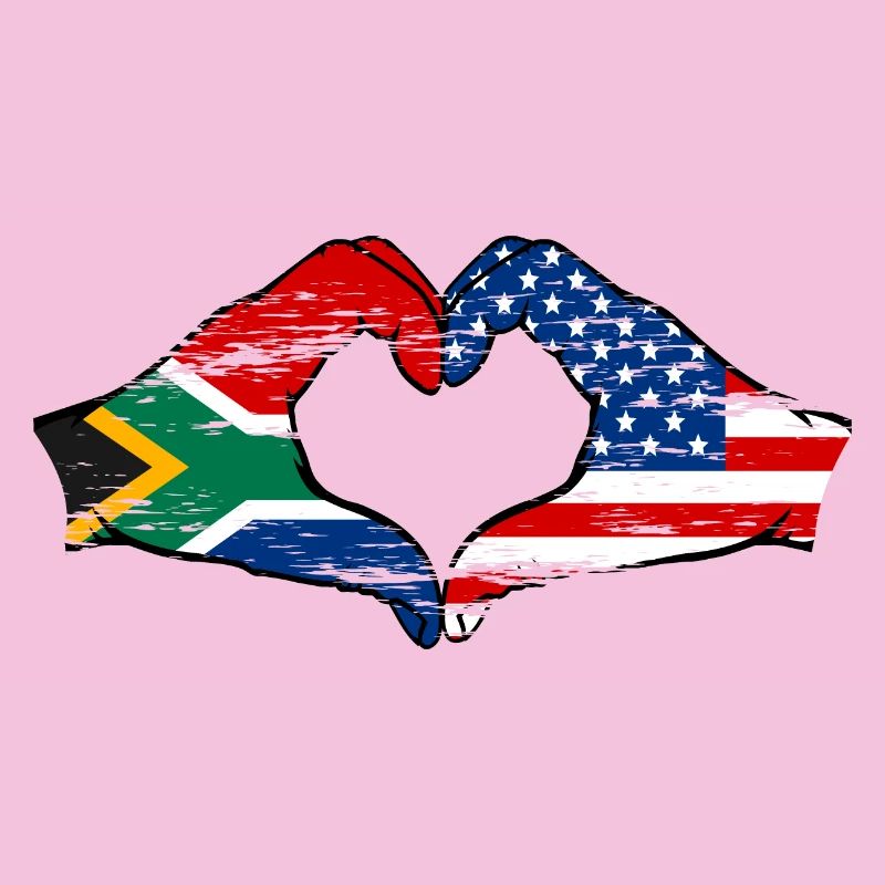 Afrique du Sud États-Unis drapeau mains forme de coeur utilisé