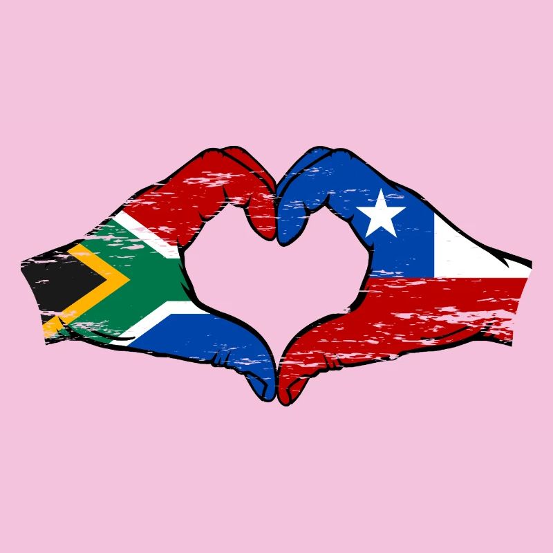 Afrique du Sud Chili drapeau mains forme de coeur utilisé