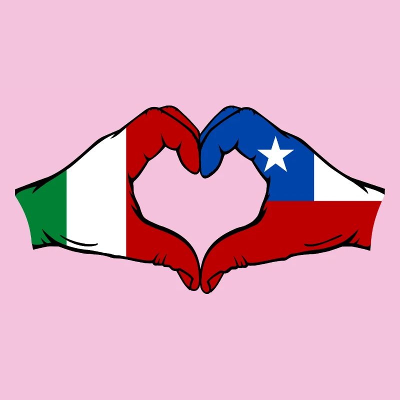 Italy Chile Flag Hands Heart Shape