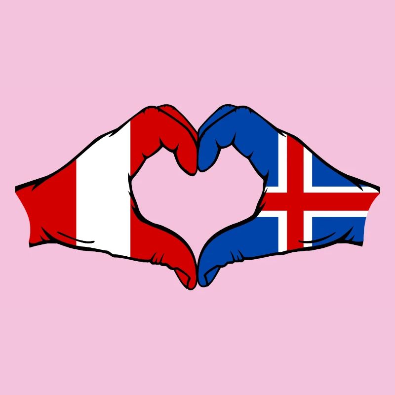 Drapeau de l'île du Pérou, mains en forme de cœur