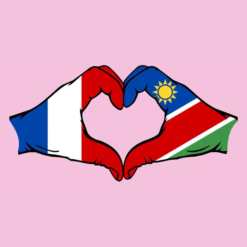 Frankreich Namibia Flagge Herz