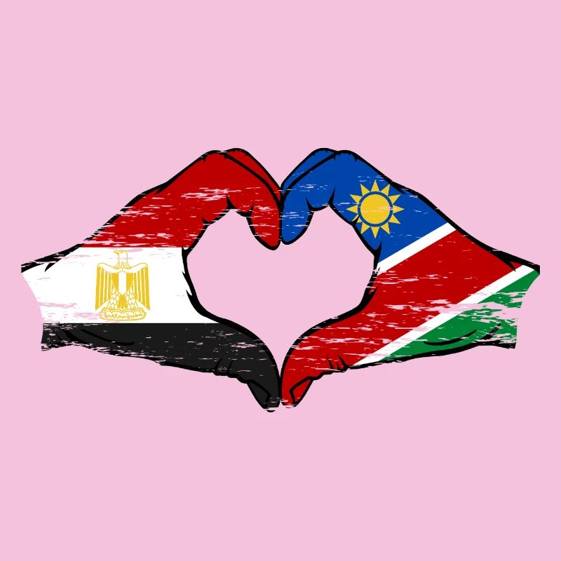 Drapeau de l’Égypte Namibie Mains Forme de cœur utilisée