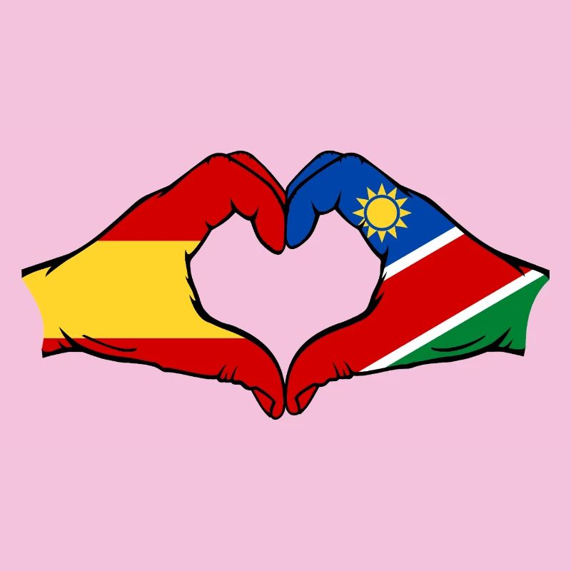 Spanien Namibia Flagge Hände Herzform