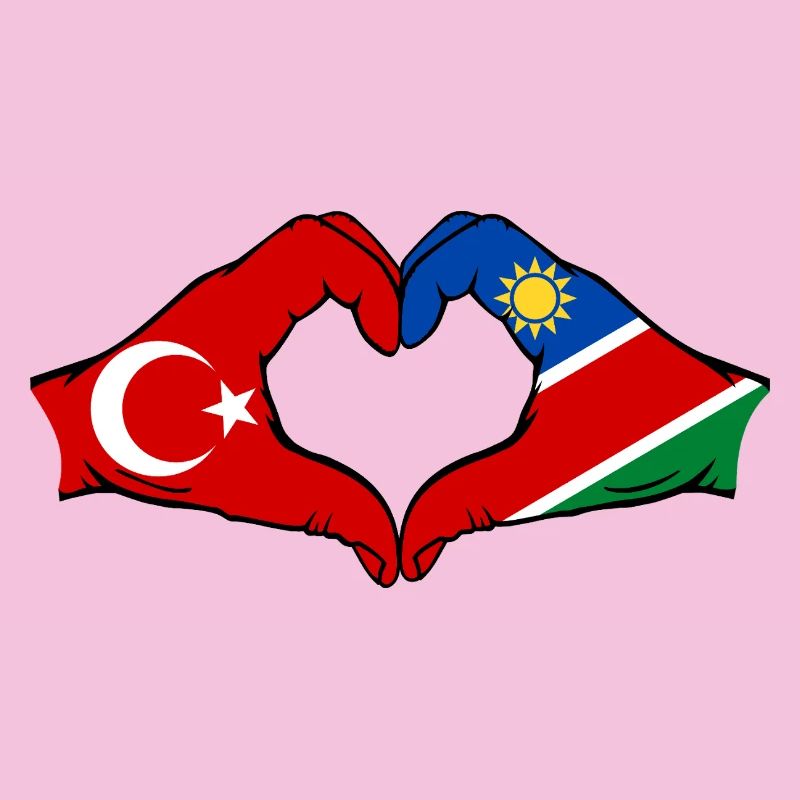 Türkiye Namibia flag hands heart shape