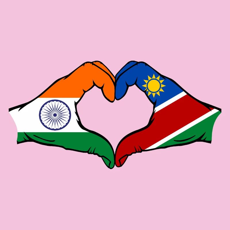 India Namibia Flag Hands Heart Shape