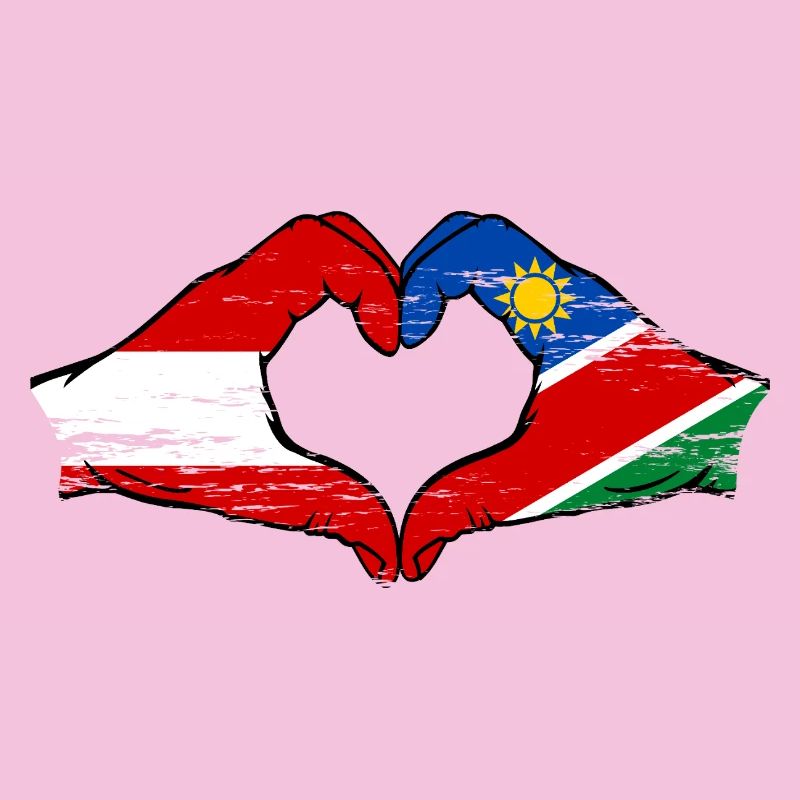 Austria Namibia Flag Hands Heart Shape Used