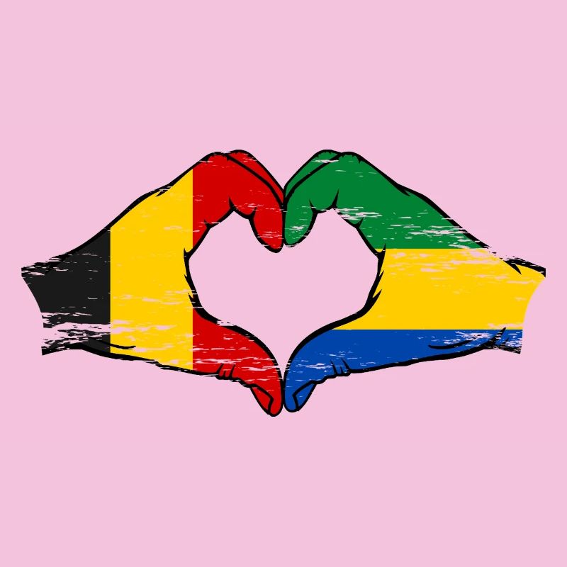 Belgique Gabon drapeau mains forme de coeur utilisé