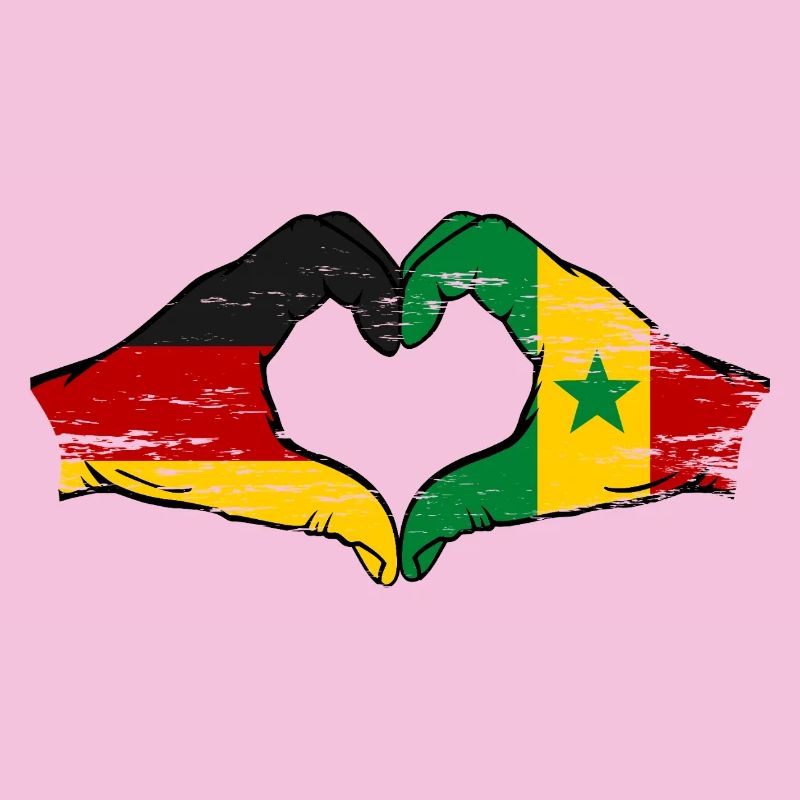 Germany Senegal flag hands heart shape used