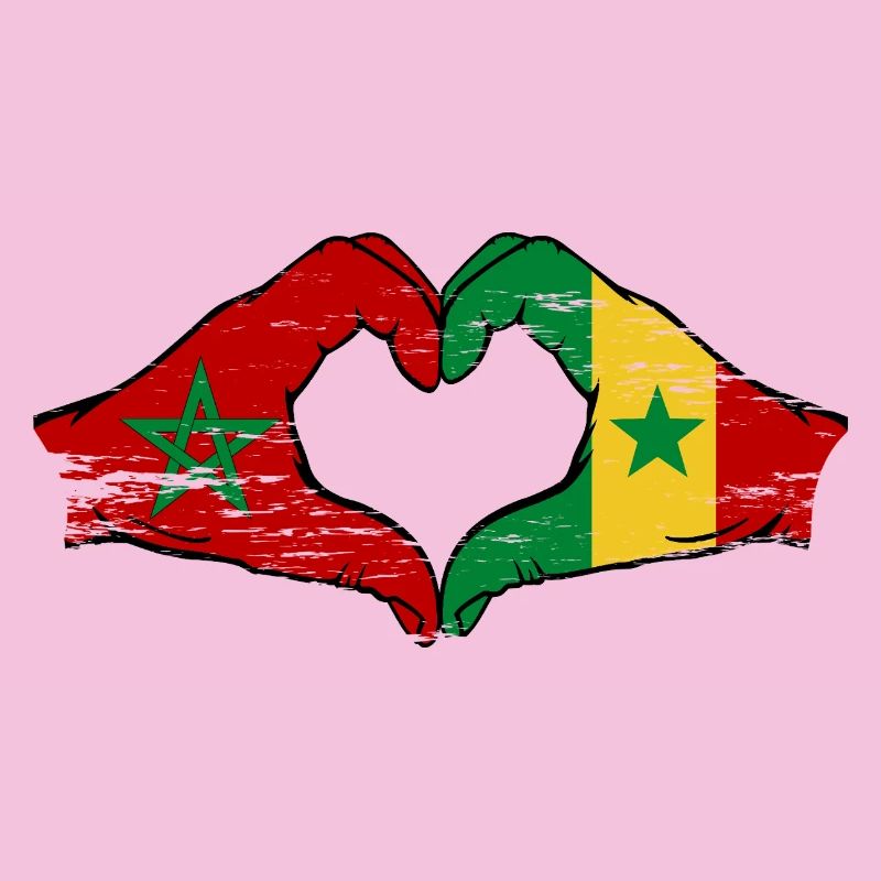 Drapeau du Maroc Sénégal mains forme de coeur utilisé
