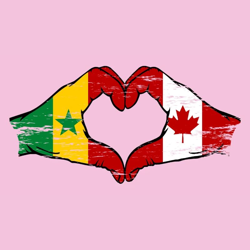 Sénégal Canada Drapeau Mains Coeur Forme