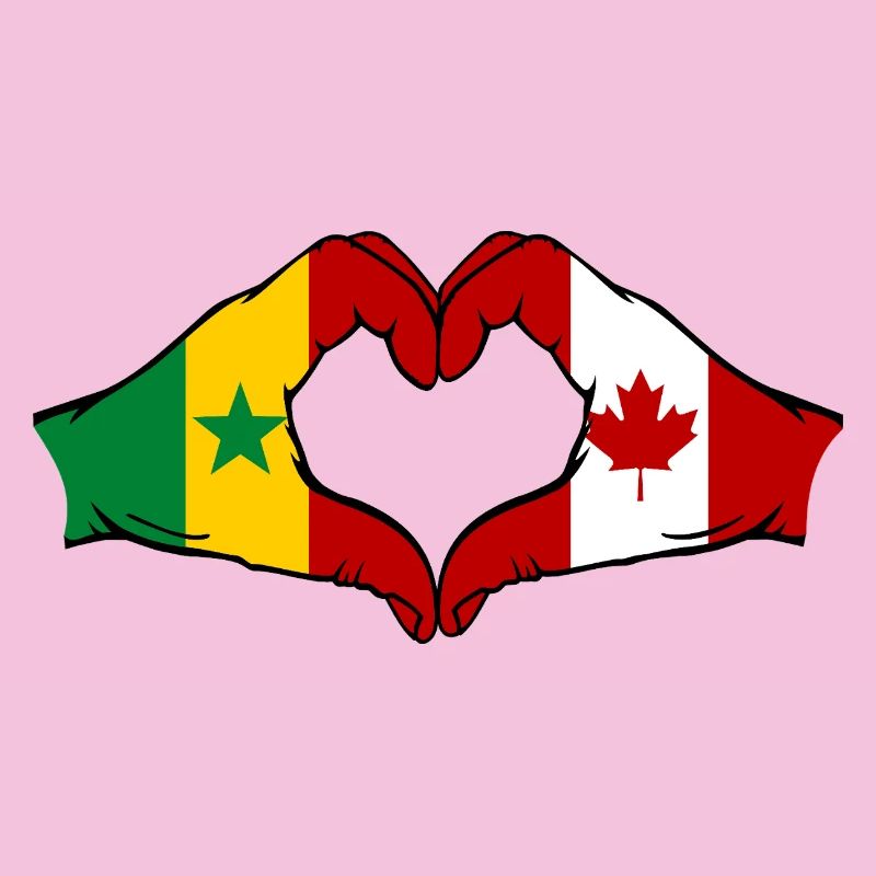 Cœur du Sénégal et drapeaux du Canada