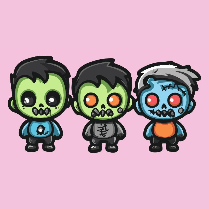 Zombies Halloween Niedlich Comic