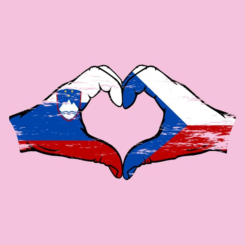 Drapeau de la Slovénie et de la République tchèque utilisés à la main