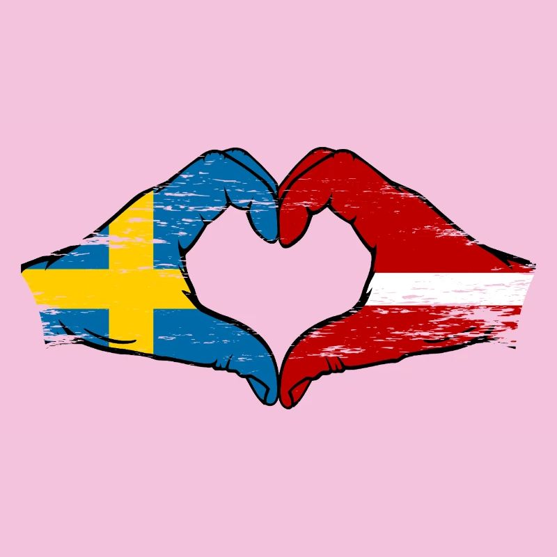 Suède Lettonie drapeau coeur utilisé
