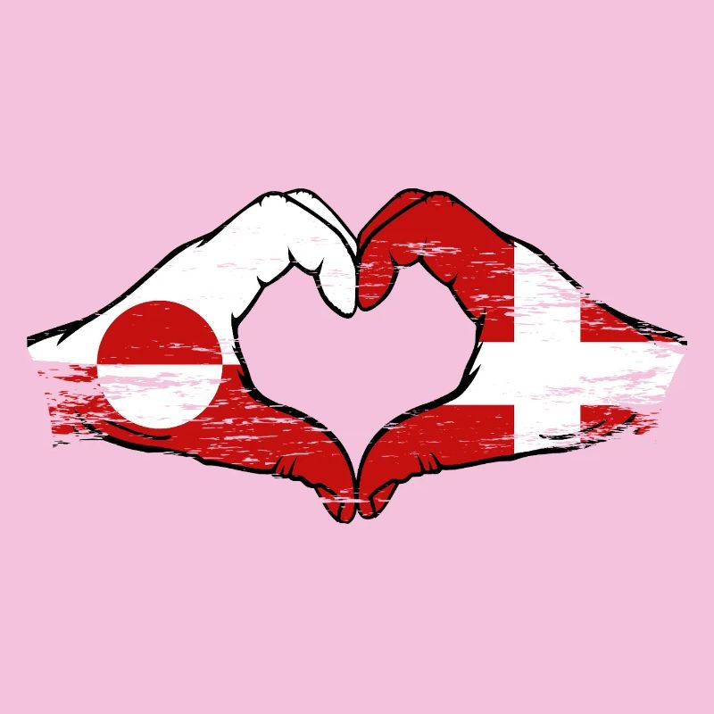 Mains du drapeau du Groenland, Danemark, forme de cœur utilisée