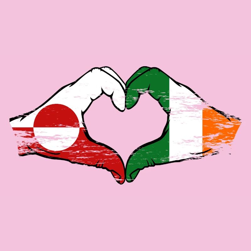 Drapeau du Groenland Irlande Mains Forme de cœur utilisé