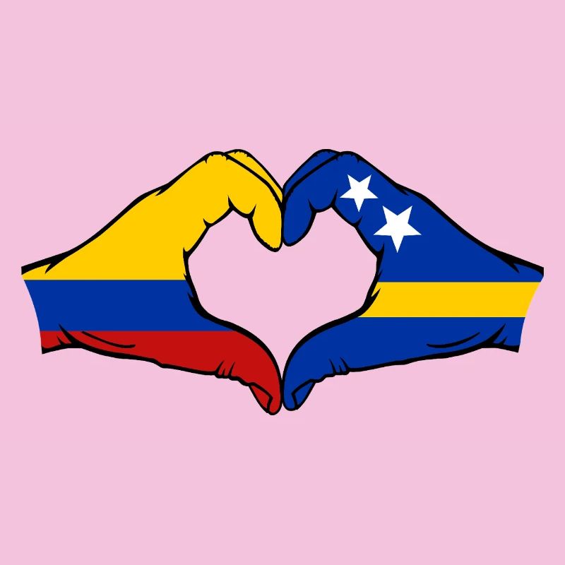 Colombie Drapeau de Curaçao Mains en forme de cœur